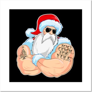 Cool Santa Claus Too Cool For Yule Tattoo Christmas Posters and Art